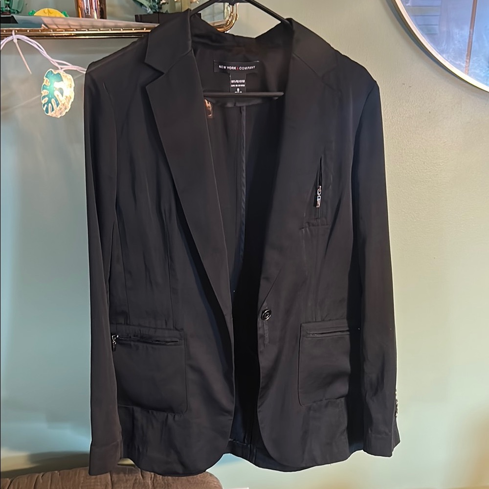 New York & Company Black Sport Coat Modern Fit